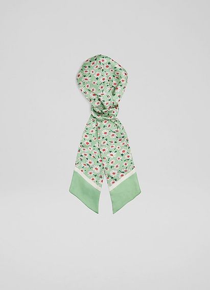 Daisy Mint Long Silk Scarf