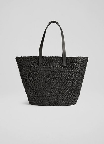 Laura Black Raffia Large Bag