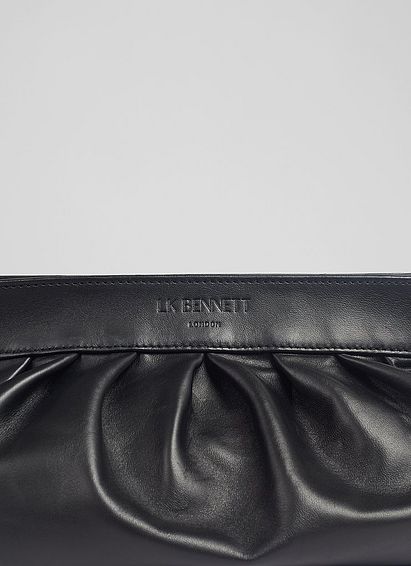 Small Abbie Black Leather Clutch Bag