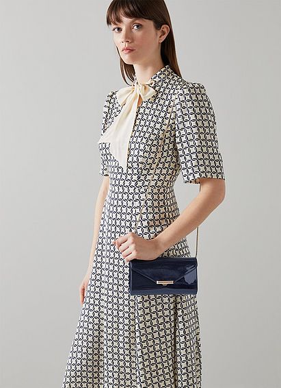 Lucy Navy Patent Leather Clutch Bag