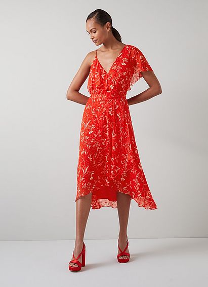 Krasner Botanical Print Silk Devor Dress