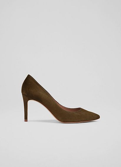 Floret Olive Green Suede Pointed Toe Courts
