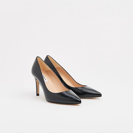Floret Black Nappa Leather Pointed Toe Courts
