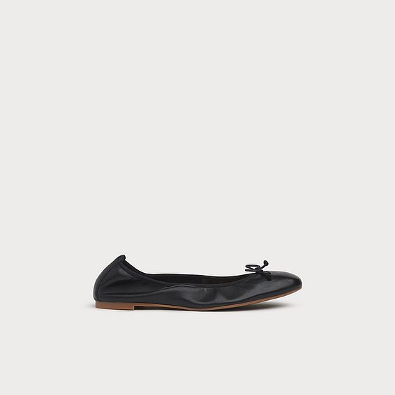 Trilly Black Leather Ballet Pumps