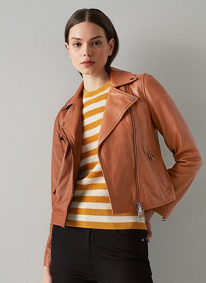 Cooper Tan Leather Biker Jacket