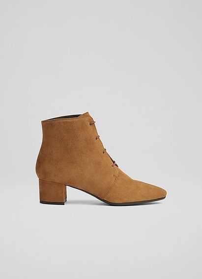Lola Tan Suede Lace-Up Ankle Boots