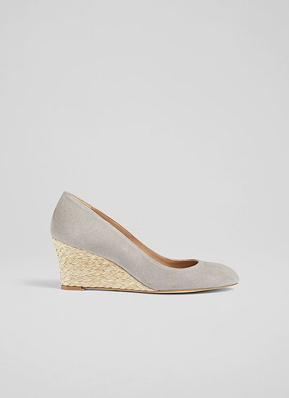 Eevi Grey Suede Espadrille Wedges
