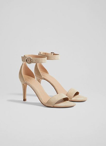 Ivy Beige Suede Heeled Sandals