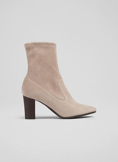 Alice Taupe Stretch Suede Ankle Boots