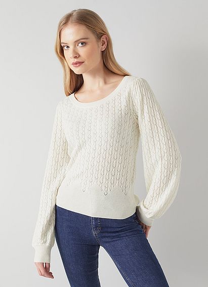 Emma Cream Cotton-Wool Lacy Jumper