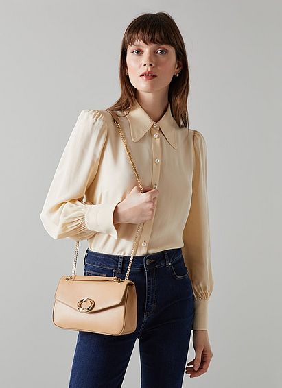 Charlie Camel Leather Envelope Shoulder Bag