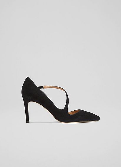 Heather Black Suede D'Orsay Courts