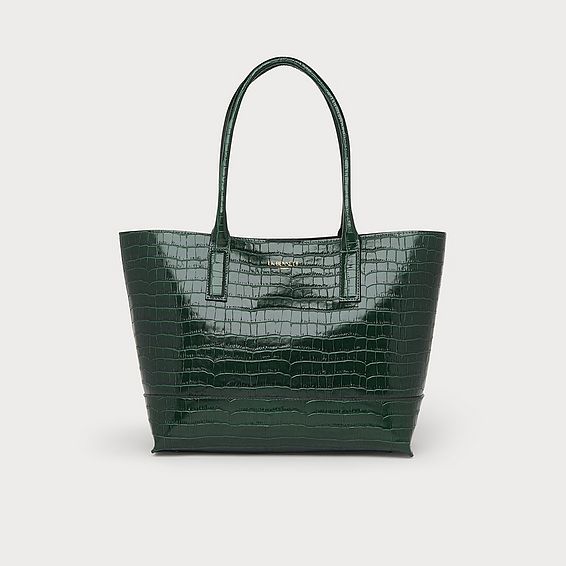 Lacey Green Croc-Effect Leather Tote Bag