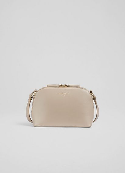 Hudson Taupe Leather Cross-Body Bag