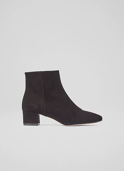 Gabrielle Black Suede Ankle Boots