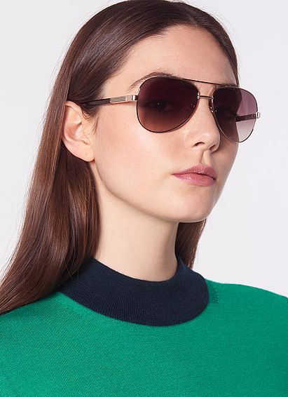 Isla Gold Frame Aviator Sunglasses