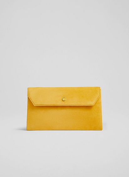 Dora Yellow Suede Envelope Clutch