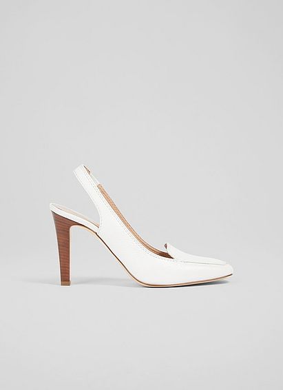 Georgie White Leather Slingback Courts