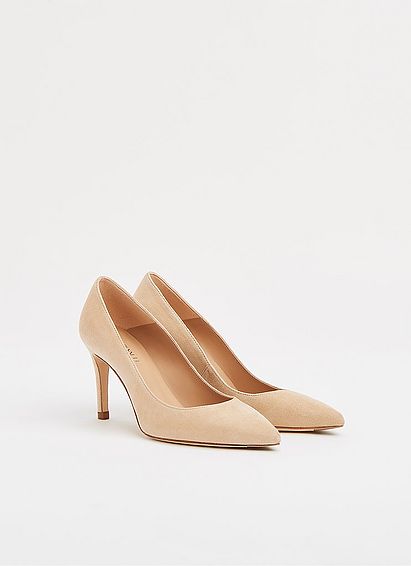 Floret Beige Suede Pointed Toe Courts