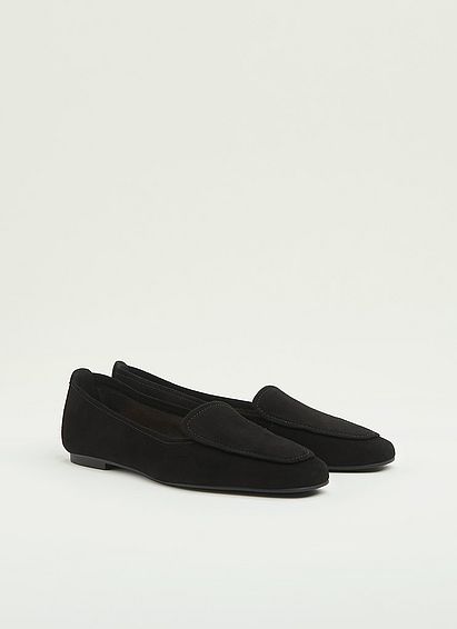 Tina Black Suede Loafers