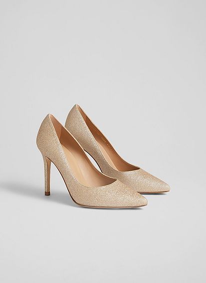Fern Gold Glitter Pointed Toe Courts