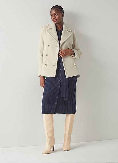 Anouk Cream Recycled Wool Pea Coat