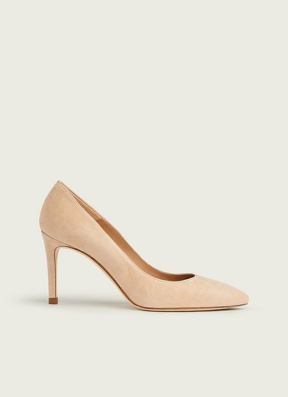 Floret Beige Suede Pointed Toe Courts