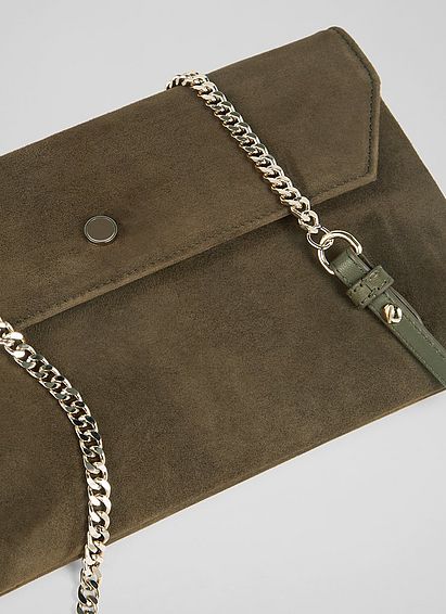 Dora Olive Suede Envelope Clutch