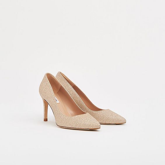 Floret Gold Fine Glitter Pointed Toe Courts