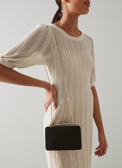 Dotty Black Suede Clutch Bag