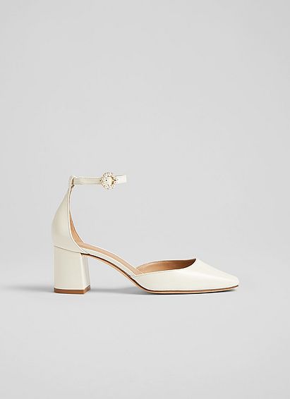 Darling Cream Patent Leather Pearl Buckle D'orsay Courts