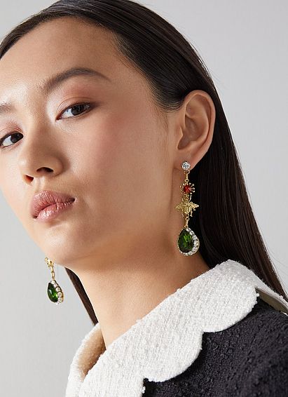 Scarlett Jewelled Bug Gold-Plated Drop Earrings