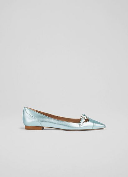 Aurora Metallic Mint Leather Flats