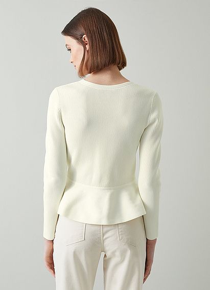 Louise Cream Ribbed Knit Peplum Jumper
