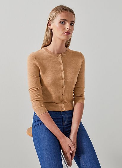 Bonnie Camel Merino Wool Cardigan