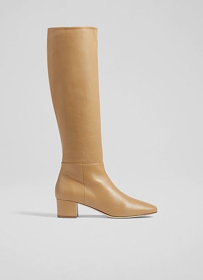 Karen Camel Leather Knee-High Boots