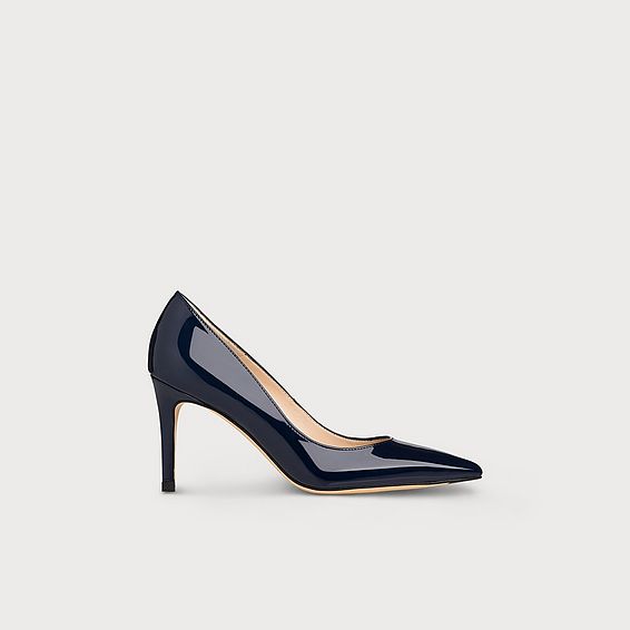 Floret Navy Patent Leather Pointed Toe Courts