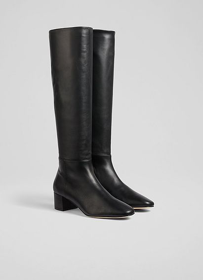 Karen Black Leather Knee-High Boots