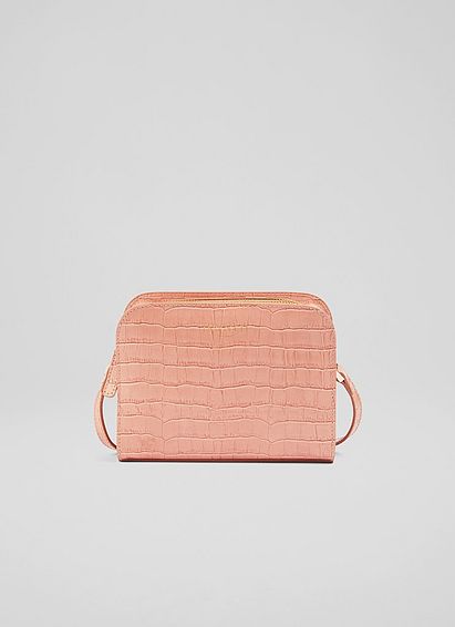 Marie Blush Croc-Effect Leather Crossbody Bag