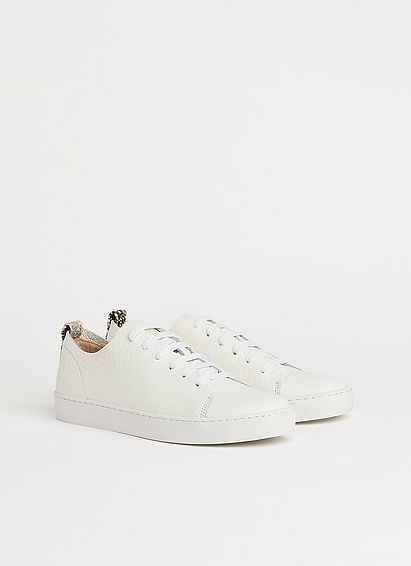 Tulum White Grainy Leather Trainers