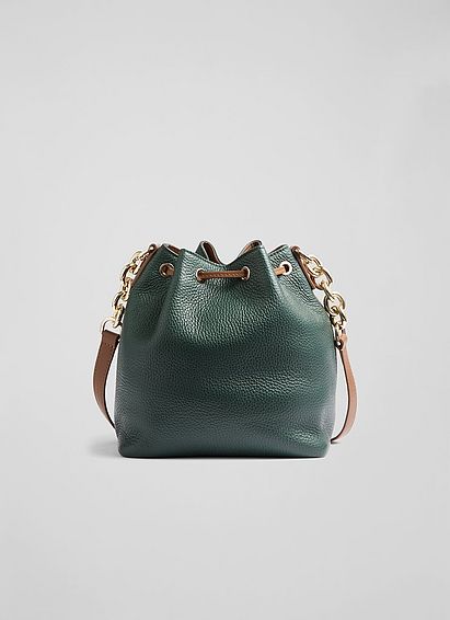 Eliza Green Leather Bucket Bag