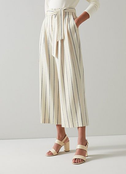 Almeida Cream and Blue Stripe Trousers