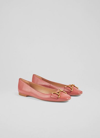 Charlotte Pink Leather Snaffle-Detail Flats