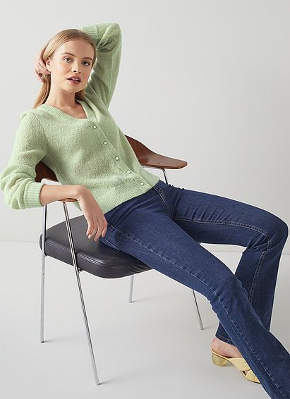 Ginny Mint Green Mohair-Blend Cardigan