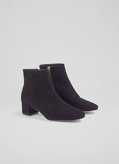 Gabrielle Black Suede Ankle Boots