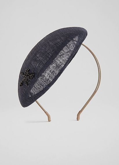 Nancy Navy Mesh Crystal Embellished Fascinator