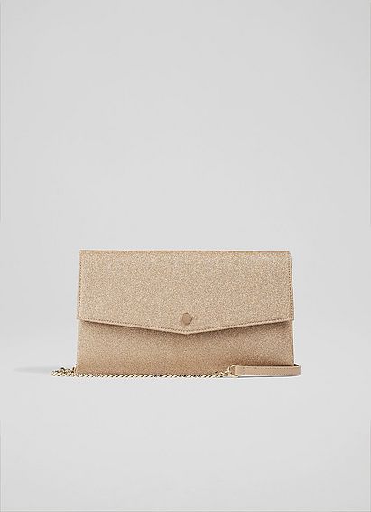 Layla Gold Glitter Envelope Clutch