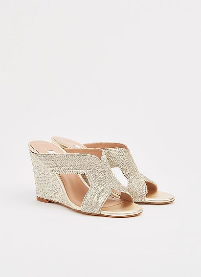 Sonia Gold Rope Mule Wedges