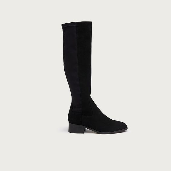 Bella Black Suede Knee Boots