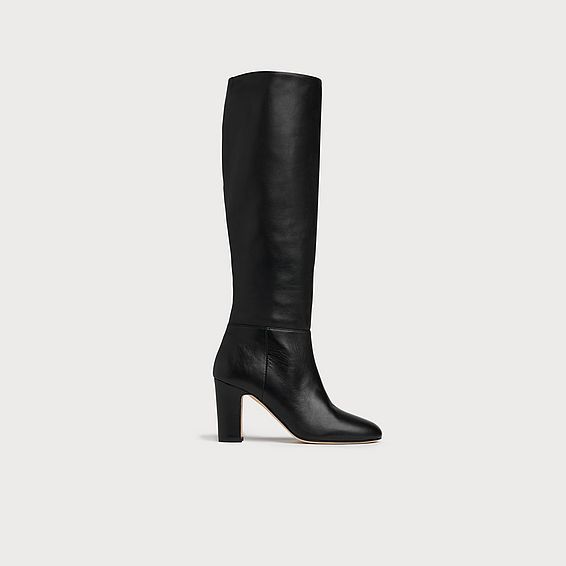Kristen Black Leather Knee Boots